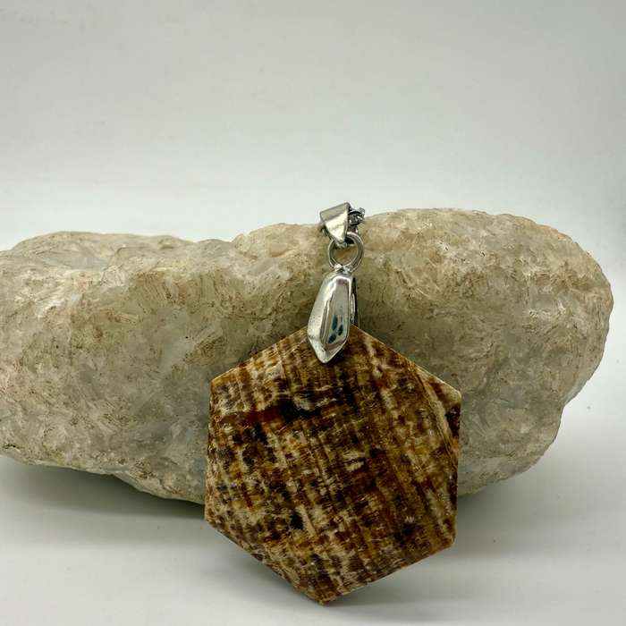 Ripple Agate Hexagonal Pendant - Flow with the Universe