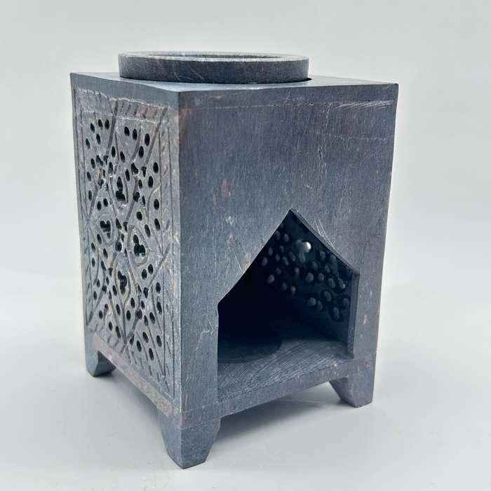 Grey Soapstone Square Oil Burner
