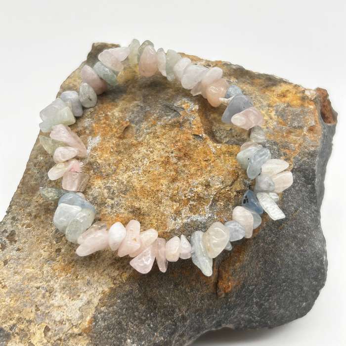 Morganite Crystal Chip Bracelet