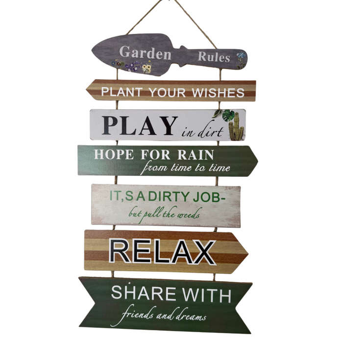 Wooden Garden Rules Wall Hanging Art