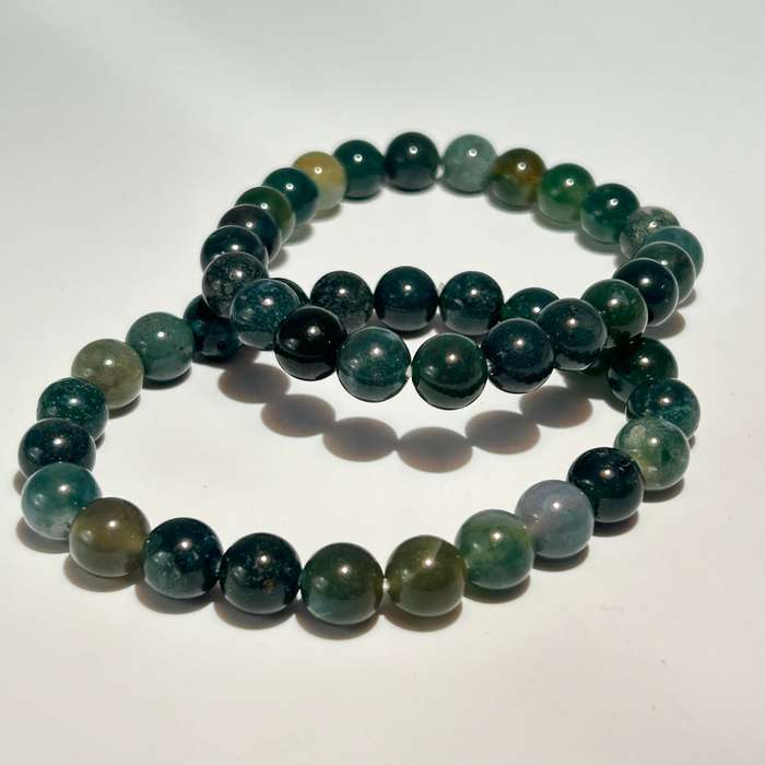 Moss Agate Genuine Gemstone Bracelet