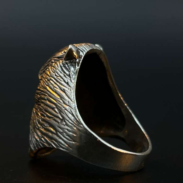 Mens Green Man Sterling Silver Ring