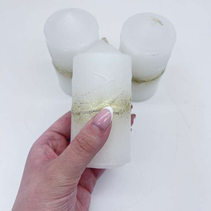 White and Gold Halo Large Altar Candles