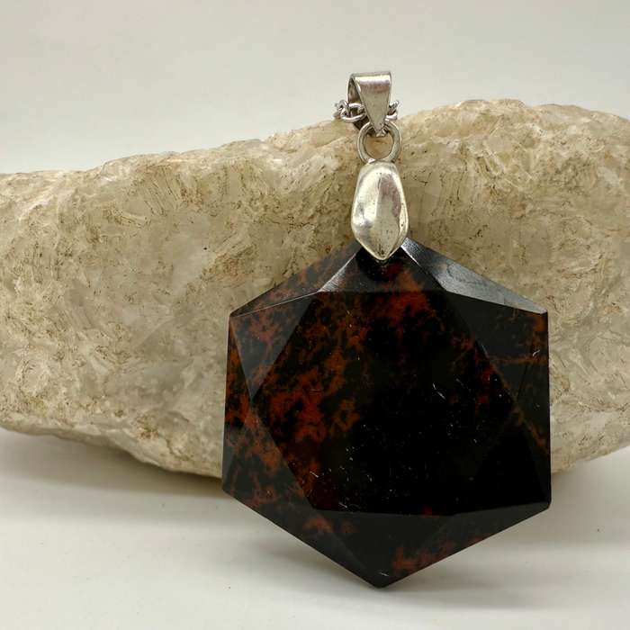 Mahogany Obsidian Hexagonal Pendant - Protection