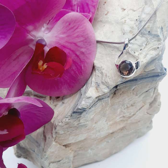 Sterling Silver Faceted Crystal Smoky Quartz Pendant