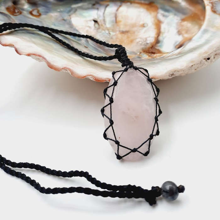 Rose Quartz  AAA Grade Macrame Crystal Pendant