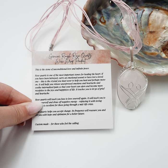 Rose Quartz Crystal Wire Wrap Pendant