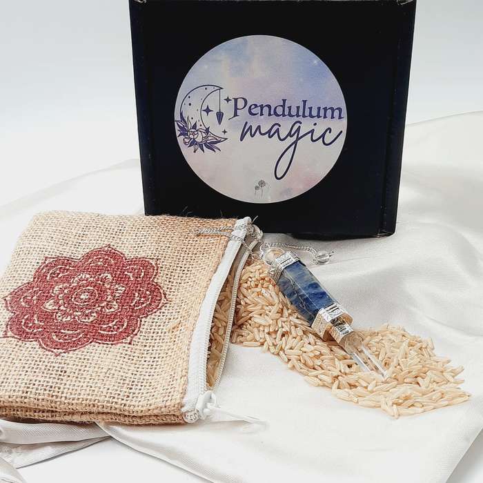 Sodalite White metal Wand Pendulum Kit