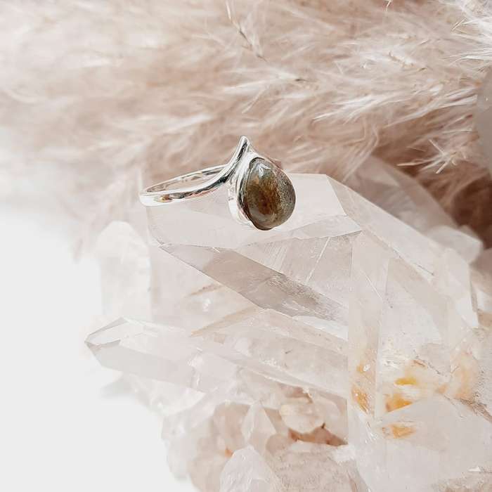 Sterling Silver Labradorite Crystal Ring