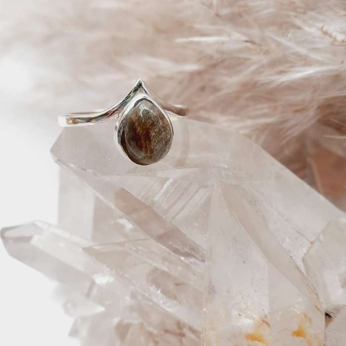 Sterling Silver Labradorite Crystal Ring