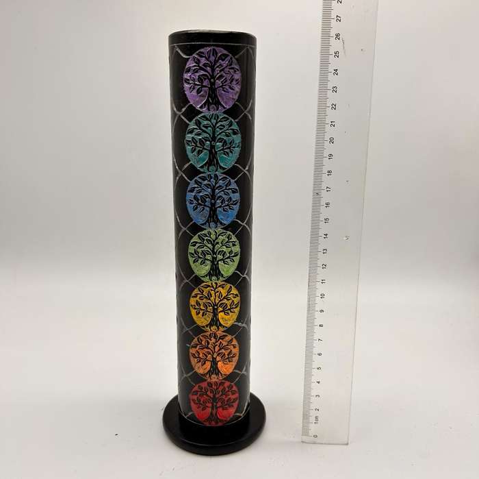Stone 7 Chakra Tree of Life Soap Stone Incense Stick Holder