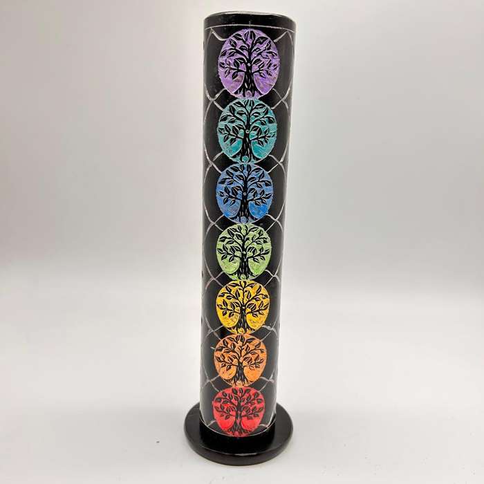 Stone 7 Chakra Tree of Life Soap Stone Incense Stick Holder