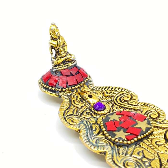 Red Mosaic Buddha Incense Holder