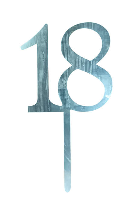 Nr190 Acrylic Cake Topper Birthday 18 Silver