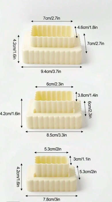 Double sided rectangle plastic cookie cutter set