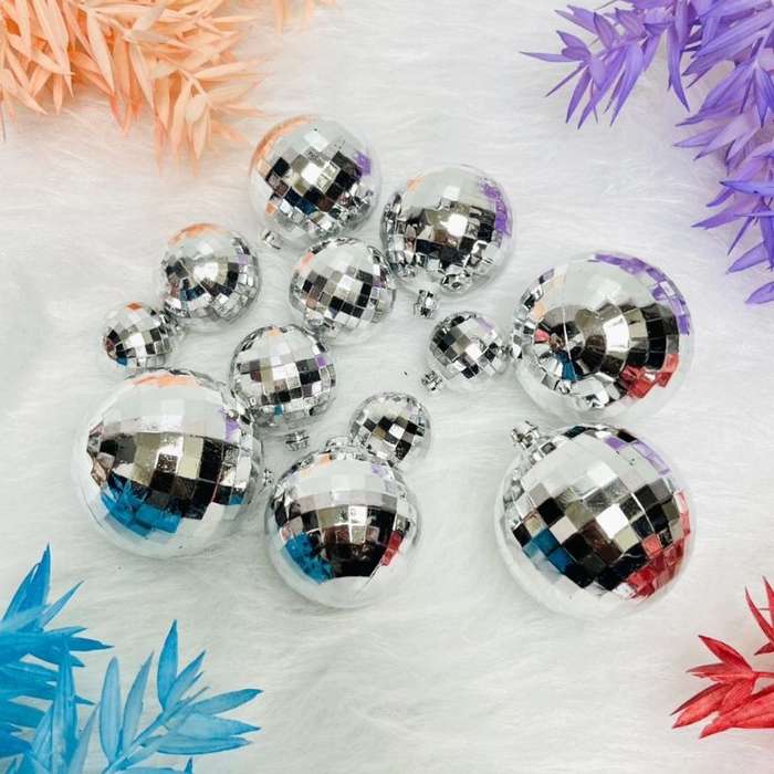 12Pc Disco Mirror Ball Faux Balls