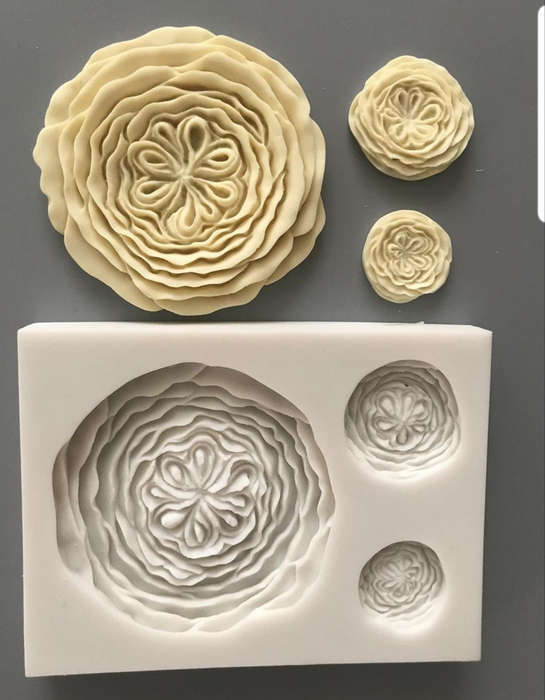 Ruffle flower silicone mould, biggest flower 6.1cm