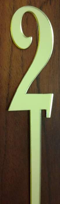 Gold Number  2 Acrylic Mirror Cake Topper, 7cm