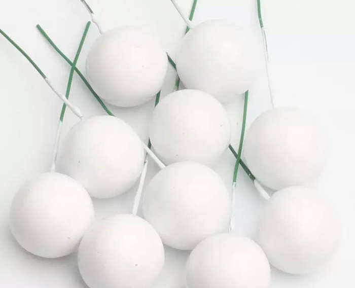 Cake Topper Polystyrene Faux Balls White 10pc 3cm