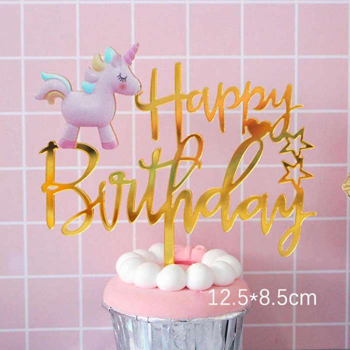 Acrylic cake topper Unicorn Happy birthday, (Nr132)