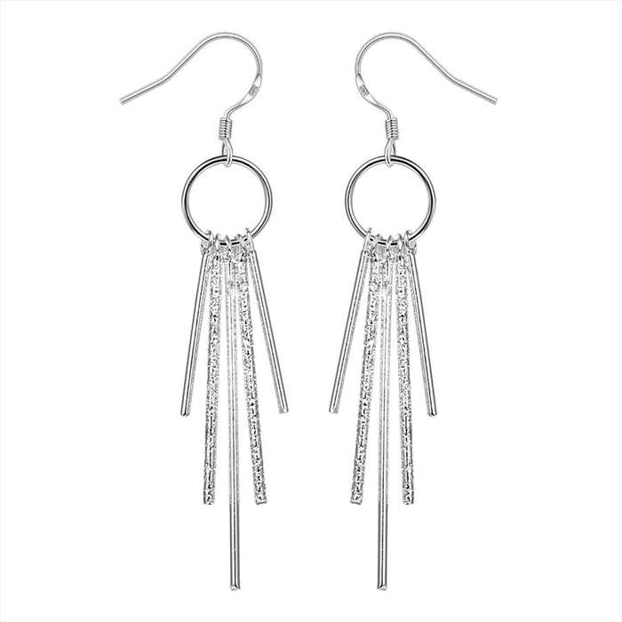Lucky Silver - Silver Designer Dangle Bar Earrings - LOCAL STOCK - LSE026