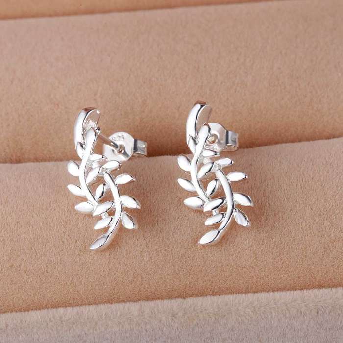 Lucky Silver - Silver Designer Delicate Leaf Stud Earrings - LOCAL STOCK - LSE445