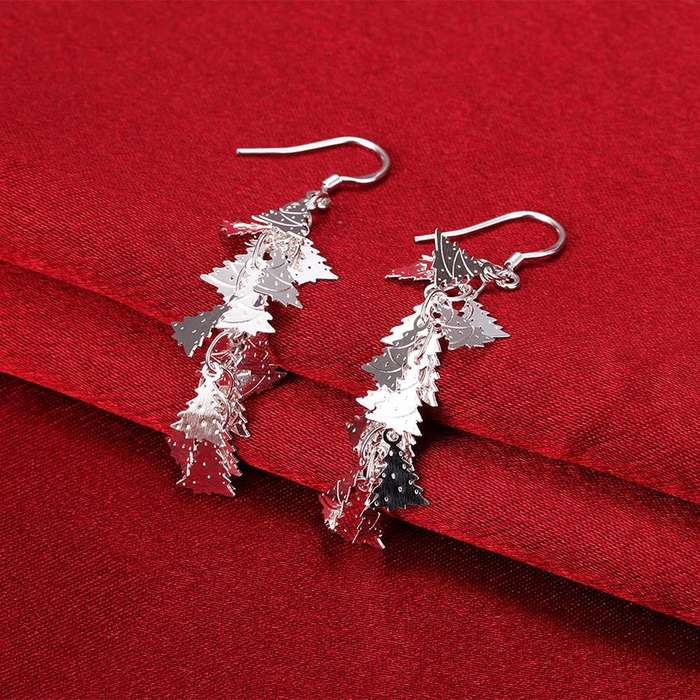 Lucky Silver - Silver Designer Christmas Tree Dangle Earrings - LOCAL STOCK - LSE673