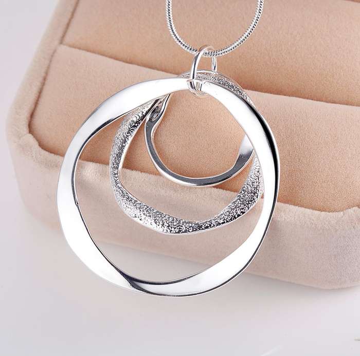 Lucky Silver - Silver Designer Three Ring Necklace - LOCAL STOCK - LSN200