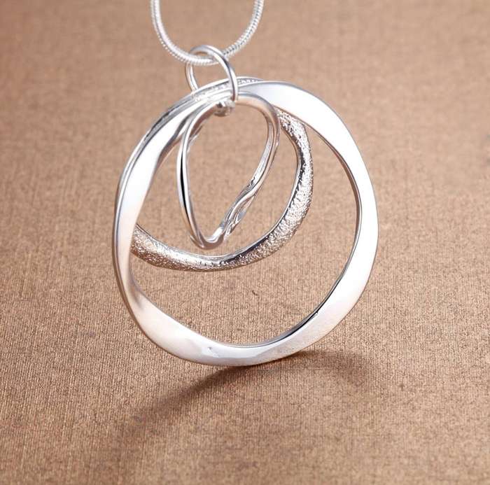 Lucky Silver - Silver Designer Three Ring Necklace - LOCAL STOCK - LSN200