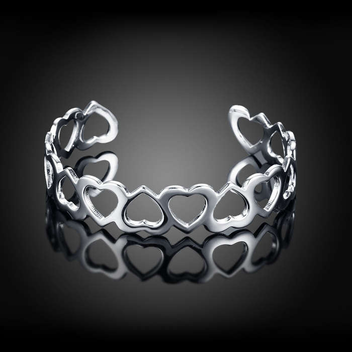 Lucky Silver - Silver Designer Heart Open Cuff Bangle - LOCAL STOCK - LSB191