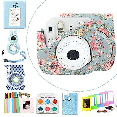 Wogozan 9 In 1 Case Accessories Package for Fujifilm Instax Mini 9 Mini 8+ Mini 8 ( Rose Blue Kit )