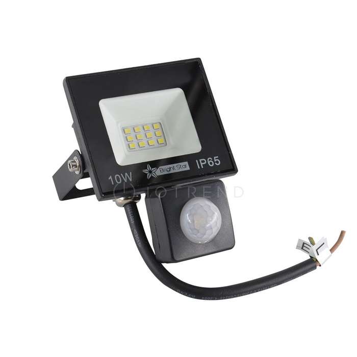 Bright Star 10 Watt LED Floodlight with Motion Sensor 6000K 500 Lumens - FL074 Black