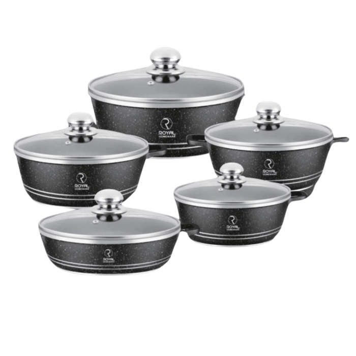 10 Piece Aluminum Pot Set  Granite Finish