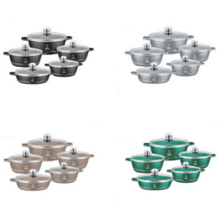 10 Piece Aluminum Pot Set  Granite Finish