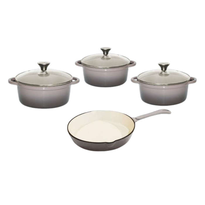 Cast Iron Pot Set - 7pc Continental Glass Lids