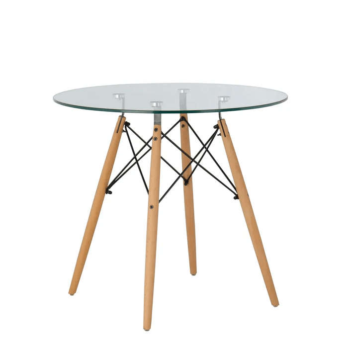 Emmy Table - Cafe Glass Top Round 90cm