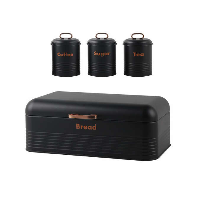 Bread Bin & Canister Set - 4pc Tin