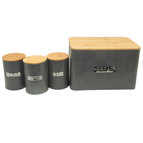 Bread Bin & Canister Set - 4pc Bamboo