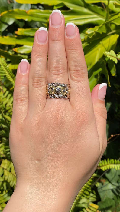 18K gold diamond ring.