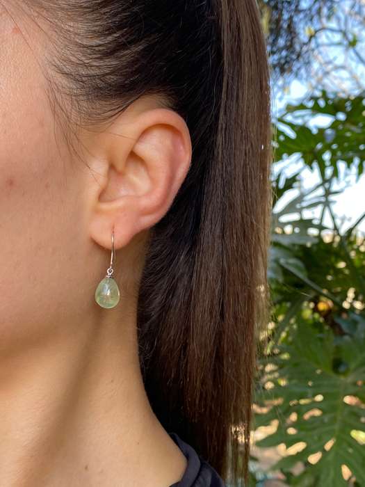 9K gold brazilianite dangle earrings.