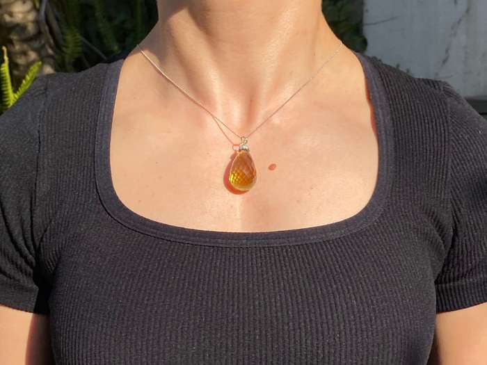 18K gold citrine and diamond pendant.