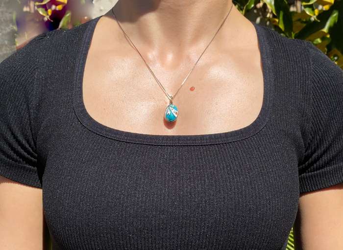USSR silver enamel egg pendant, circa 1960's