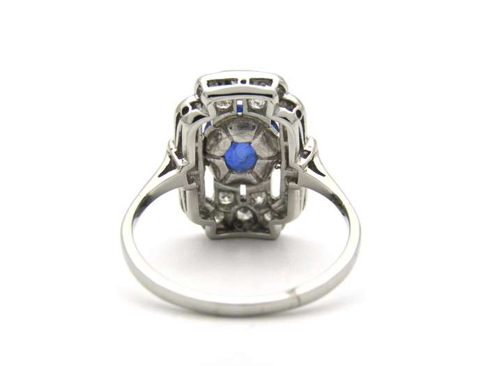 Platinum Art Deco sapphire and diamond ring.