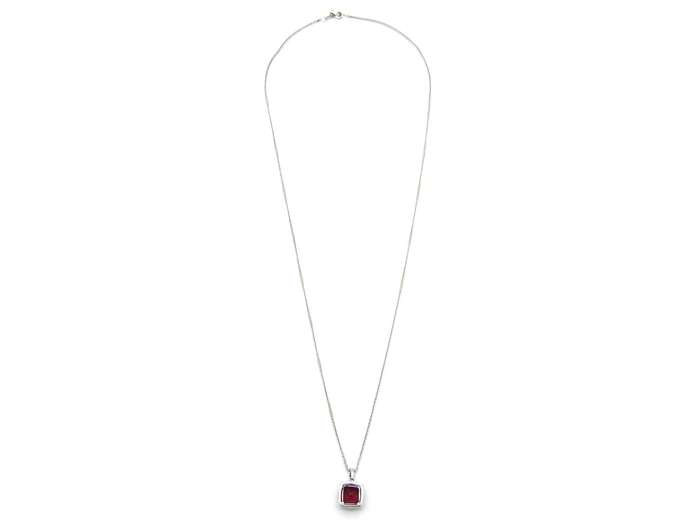 18K gold rubellite tourmaline and diamond pendant.