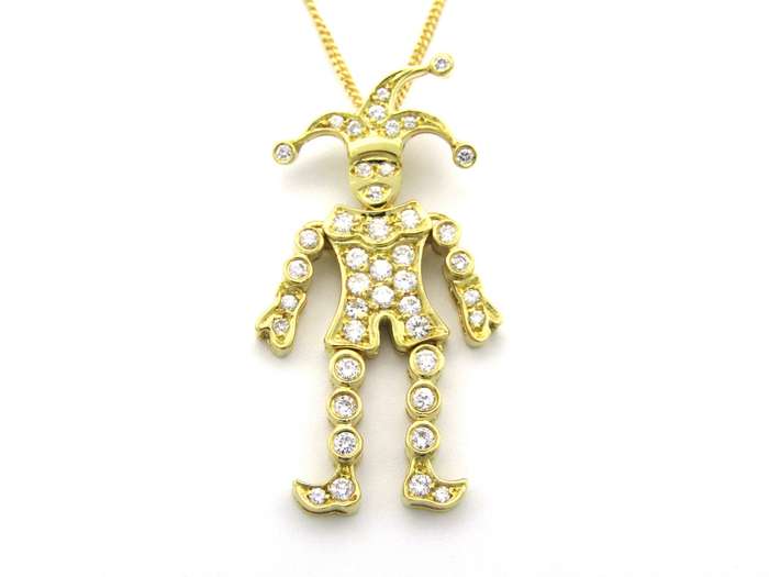 18K gold articulated diamond "Jester" pendant, circa 1980.