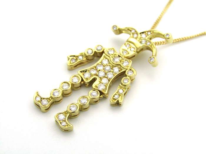 18K gold articulated diamond "Jester" pendant, circa 1980.