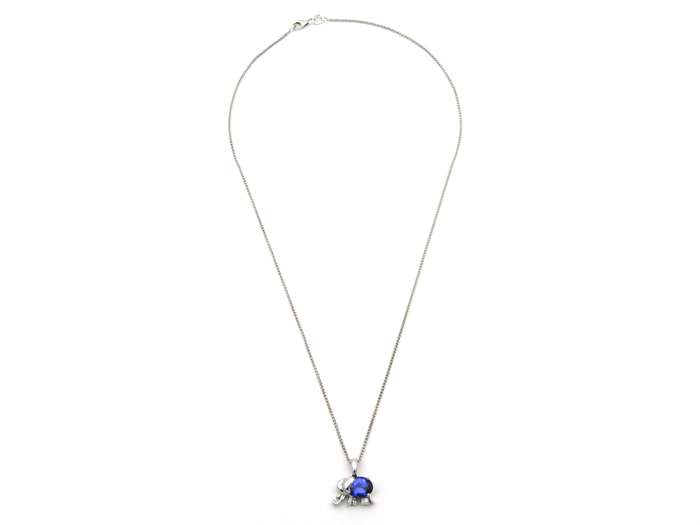 18K gold tanzanite and diamond elephant pendant.