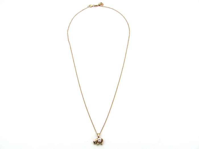 18K gold morganite and diamond rhino pendant.