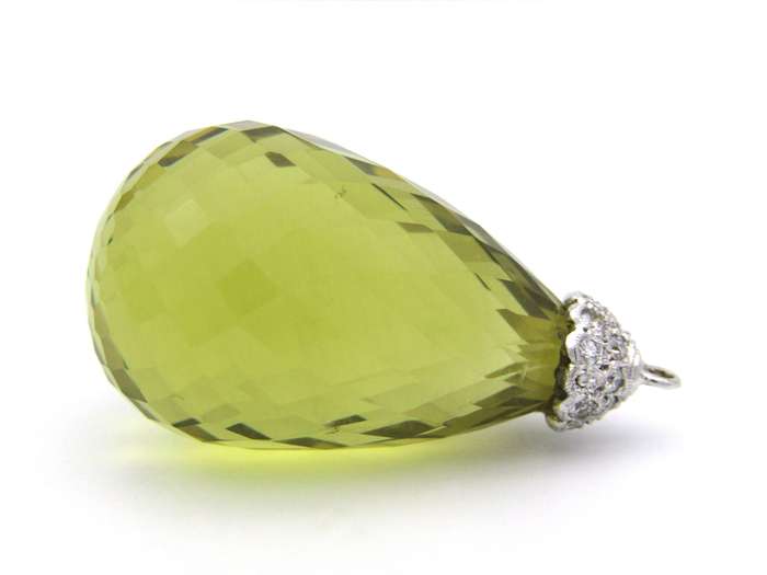 18K gold citrine and diamond pendant.