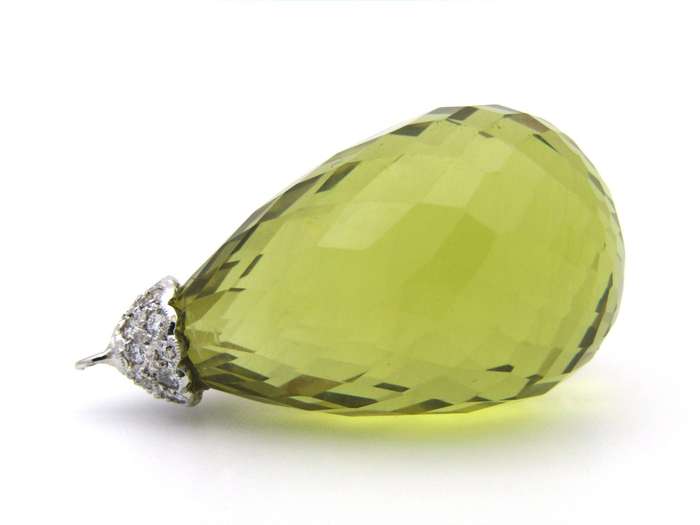 18K gold citrine and diamond pendant.
